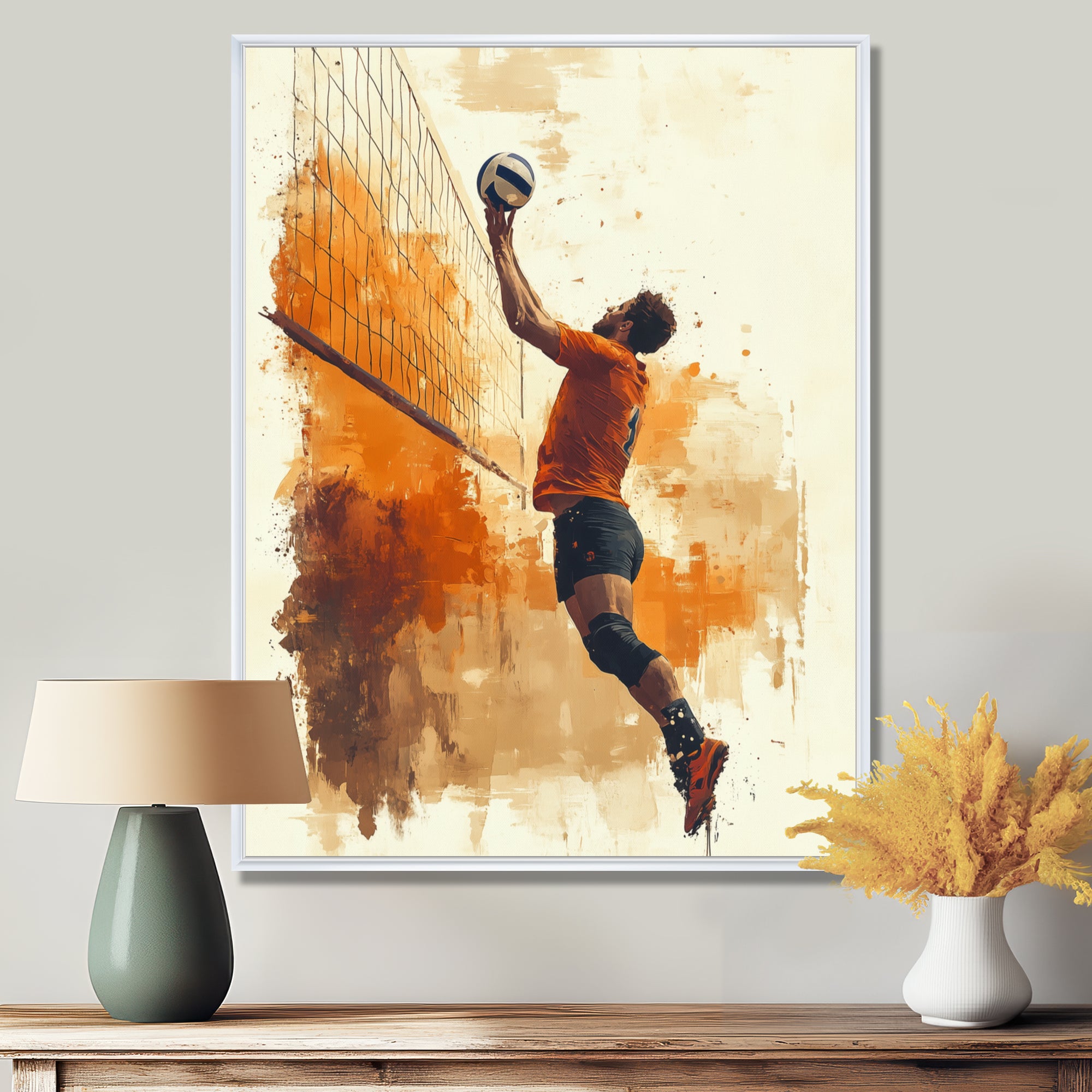 Orange Serving Strong - Volleyball Canvas Wall Art