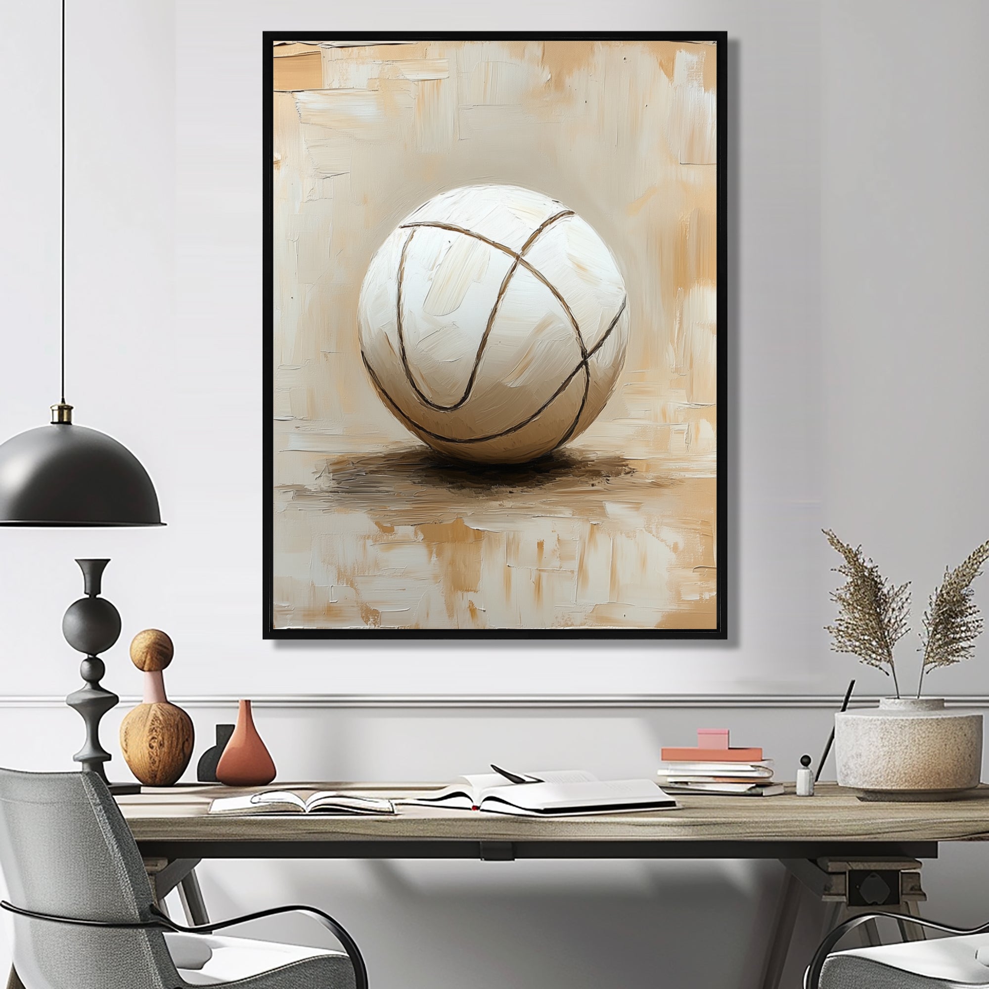 White Volleyball Ballon Minimalism Vibes - Volleyball Canvas Wall Art