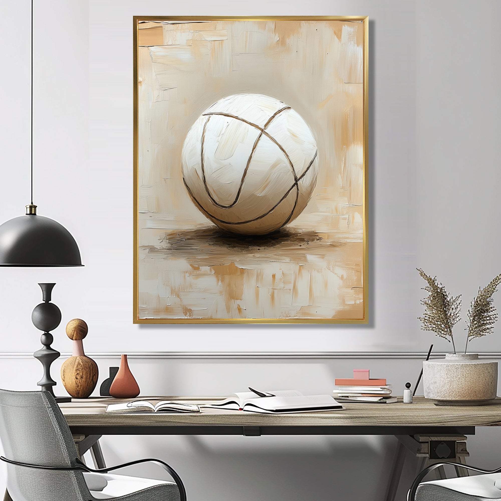 White Volleyball Ballon Minimalism Vibes - Volleyball Canvas Wall Art