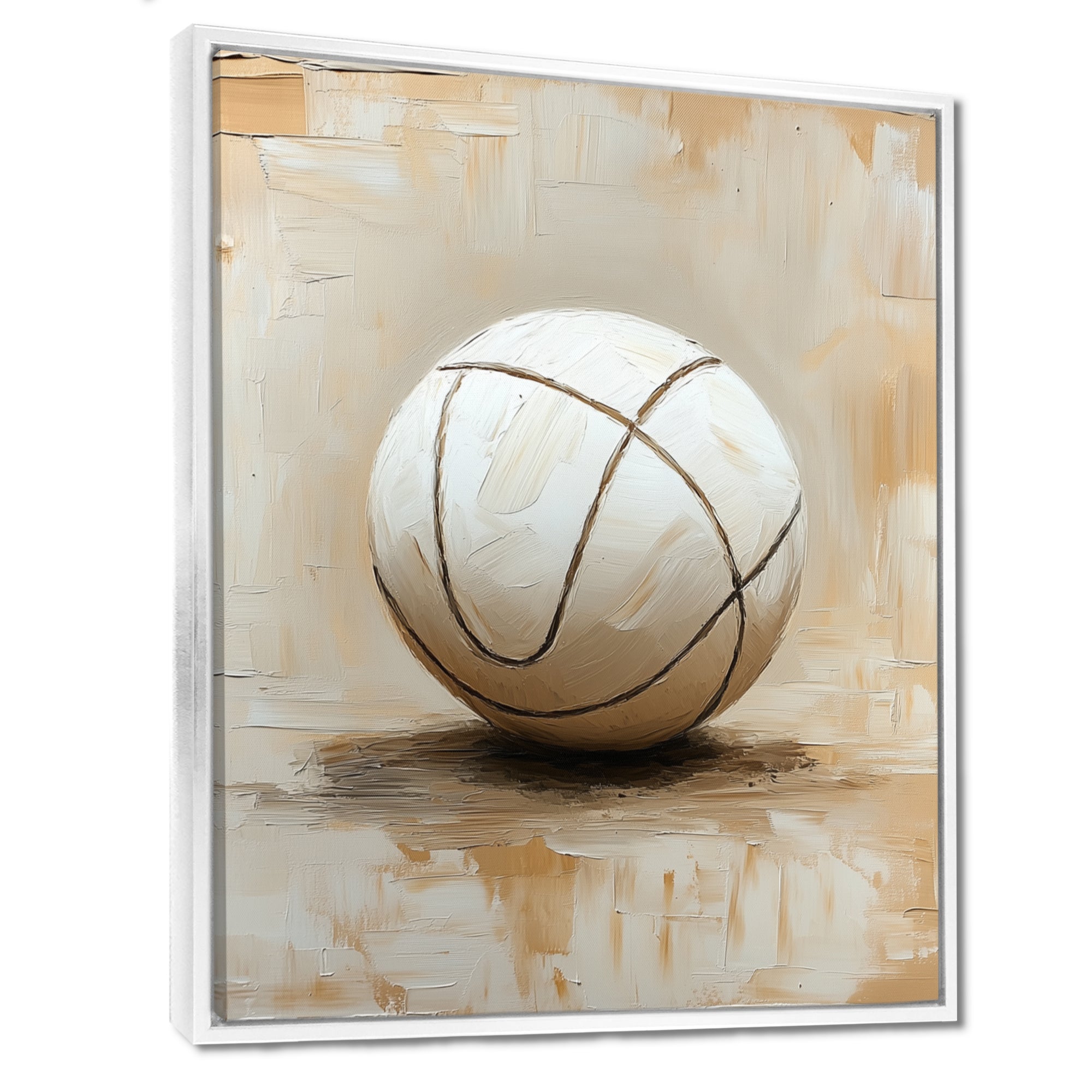 White Volleyball Ballon Minimalism Vibes - Volleyball Canvas Wall Art