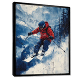 Red Ski Big Air Accented With Blue I - Skiing Canvas Wall Art