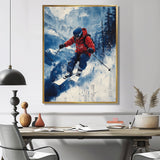 Red Ski Big Air Accented With Blue I - Skiing Canvas Wall Art