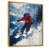 Red Ski Big Air Accented With Blue I - Skiing Canvas Wall Art