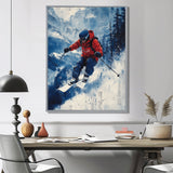 Red Ski Big Air Accented With Blue I - Skiing Canvas Wall Art