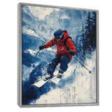 Red Ski Big Air Accented With Blue I - Skiing Canvas Wall Art