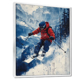Red Ski Big Air Accented With Blue I - Skiing Canvas Wall Art