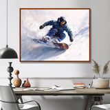 White Snowboard Big Air Mens Accented With Green - Winter Sport Canvas Wall Art