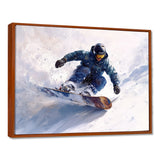 White Snowboard Big Air Mens Accented With Green - Winter Sport Canvas Wall Art