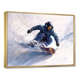 White Snowboard Big Air Mens Accented With Green - Winter Sport Canvas Wall Art