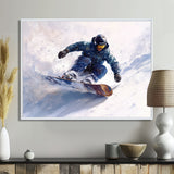 White Snowboard Big Air Mens Accented With Green - Winter Sport Canvas Wall Art