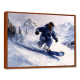 White Snowboard Big Air Mens Accented With Blue - Winter Sport Canvas Wall Art