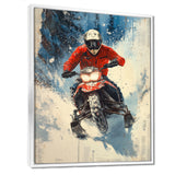 Red Snowmobile Freestyle Accented With Blue - Winter Sport Canvas Wall Art