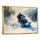 Blue Snowmobile Hill Cross Accented With White I - Winter Sport Canvas Wall Art