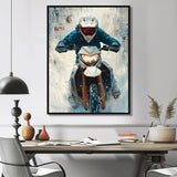 Red Snowmobile Hill Cross Accented With Blue - Skiing Canvas Wall Art