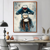Red Snowmobile Hill Cross Accented With Blue - Skiing Canvas Wall Art
