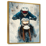 Red Snowmobile Hill Cross Accented With Blue - Skiing Canvas Wall Art