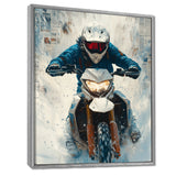 Red Snowmobile Hill Cross Accented With Blue - Skiing Canvas Wall Art