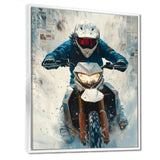 Red Snowmobile Hill Cross Accented With Blue - Skiing Canvas Wall Art