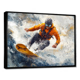 Yellow Wakeboard Big Air Accented With Grey I - Winter Sport Canvas Wall Art