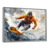 Yellow Wakeboard Big Air Accented With Grey I - Winter Sport Canvas Wall Art