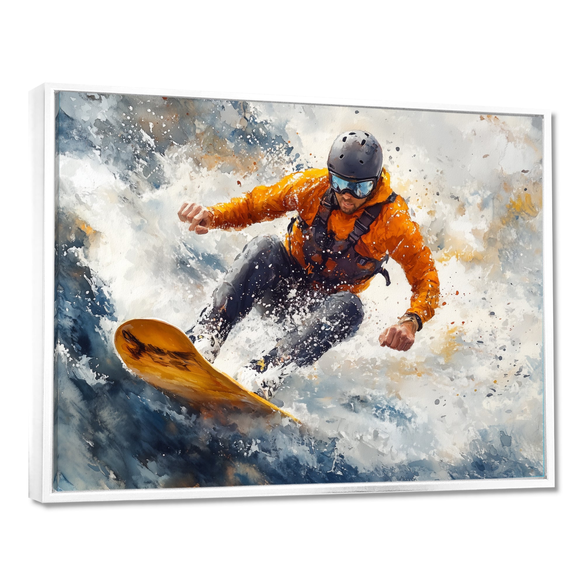 Yellow Wakeboard Big Air Accented With Grey I - Winter Sport Canvas Wall Art