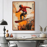 Yellow Wakeboard Big Air Accented With Black - Winter Sport Canvas Wall Art
