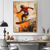 Yellow Wakeboard Big Air Accented With Black - Winter Sport Canvas Wall Art