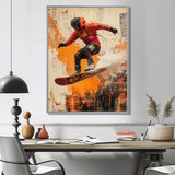 Yellow Wakeboard Big Air Accented With Black - Winter Sport Canvas Wall Art