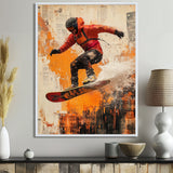Yellow Wakeboard Big Air Accented With Black - Winter Sport Canvas Wall Art