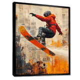 Yellow Wakeboard Big Air Accented With Orange - Winter Sport Canvas Wall Art
