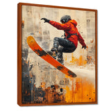 Yellow Wakeboard Big Air Accented With Orange - Winter Sport Canvas Wall Art