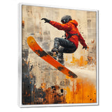 Yellow Wakeboard Big Air Accented With Orange - Winter Sport Canvas Wall Art