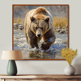 Grizzly By The River In Canada - Bear Living Room Wall Art