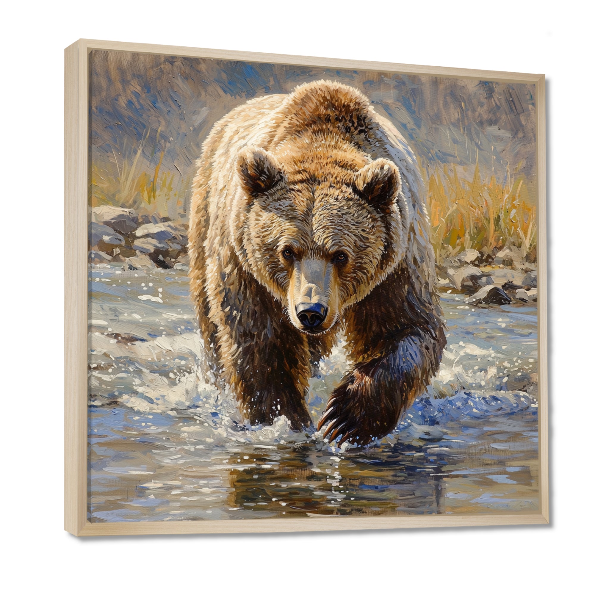 Grizzly By The River In Canada - Bear Living Room Wall Art