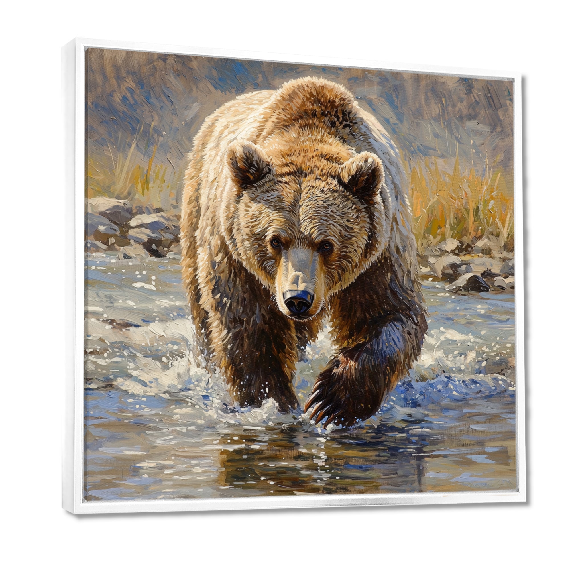Grizzly By The River In Canada - Bear Living Room Wall Art