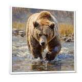 Grizzly By The River In Canada - Bear Living Room Wall Art