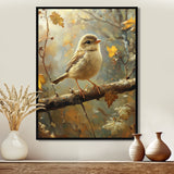 Cute Bird Sparrow On A Fallen Branch - Bird Living Room Wall Art