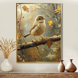 Cute Bird Sparrow On A Fallen Branch - Bird Living Room Wall Art
