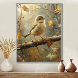 Cute Bird Sparrow On A Fallen Branch - Bird Living Room Wall Art