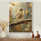 Cute Bird Sparrow On A Fallen Branch - Bird Living Room Wall Art