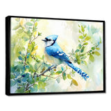 Pastel Blue Jay Perched On A Branch - Bird Living Room Wall Art