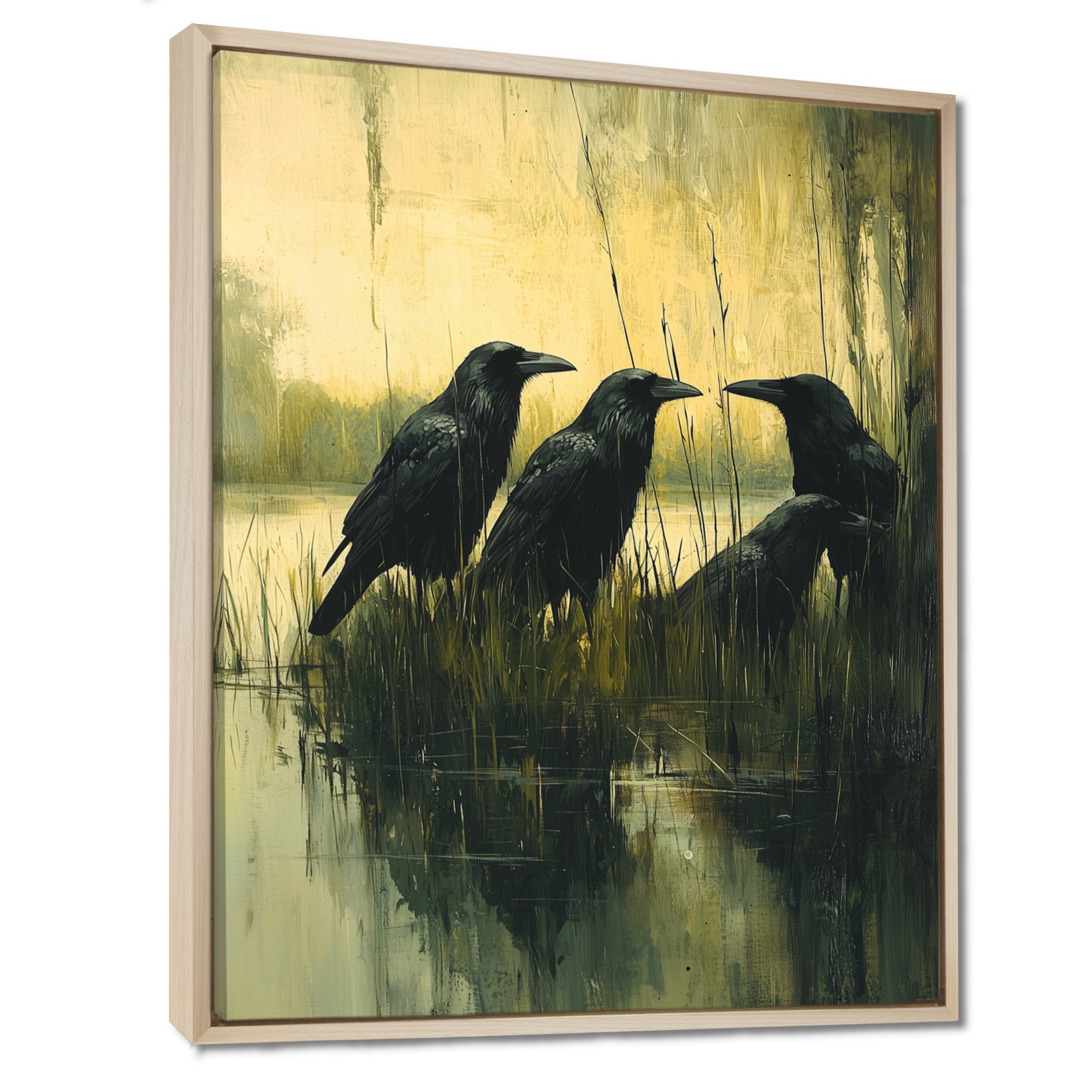 Dark Crows By The Farm Pond - Bird Wall Decor