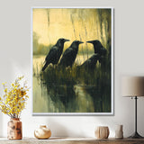 Dark Crows By The Farm Pond - Bird Wall Decor