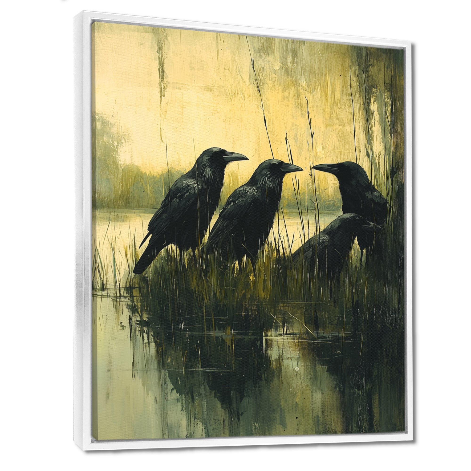 Dark Crows By The Farm Pond - Bird Wall Decor