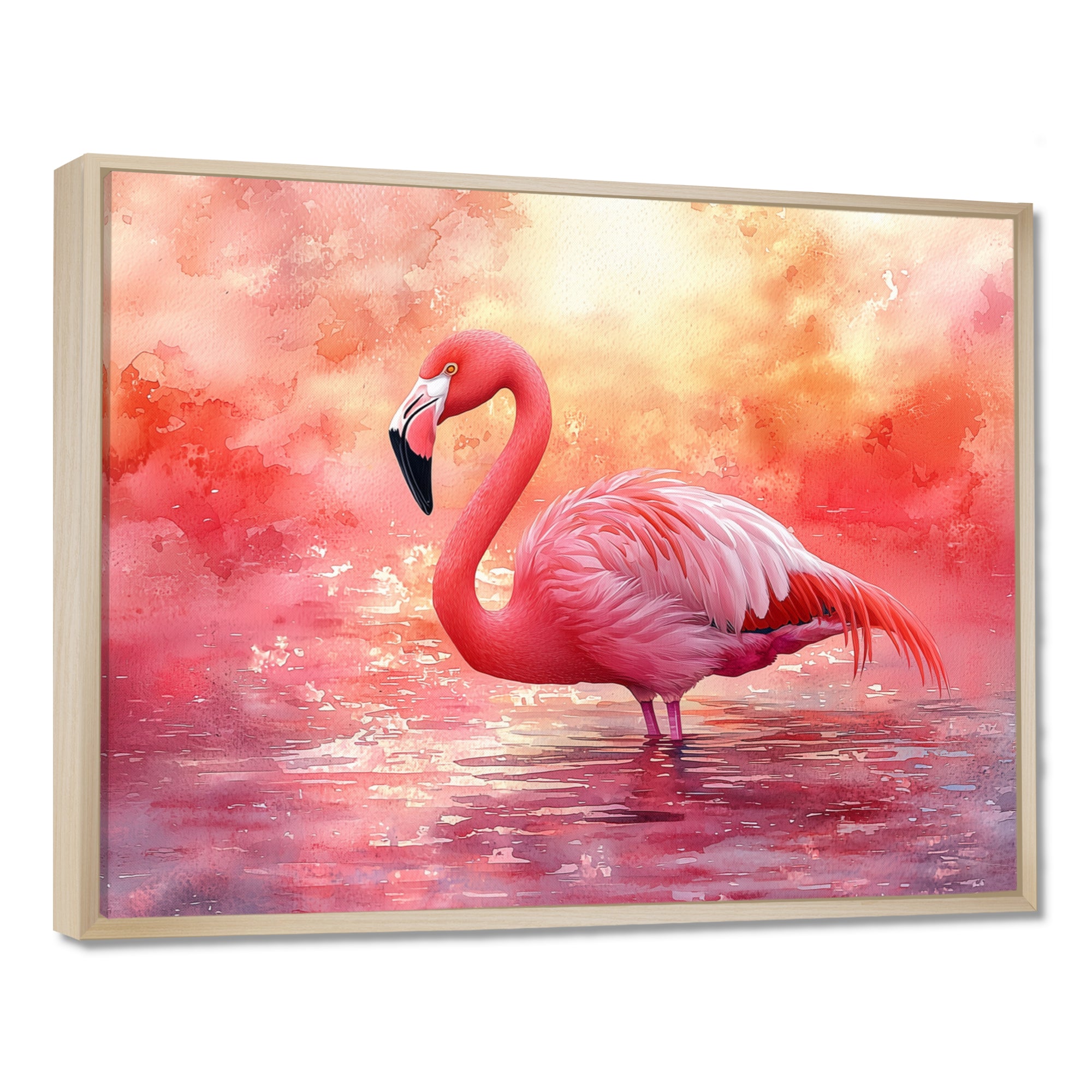 Flamingo At Sunset - Pink Flamingo Wall Art