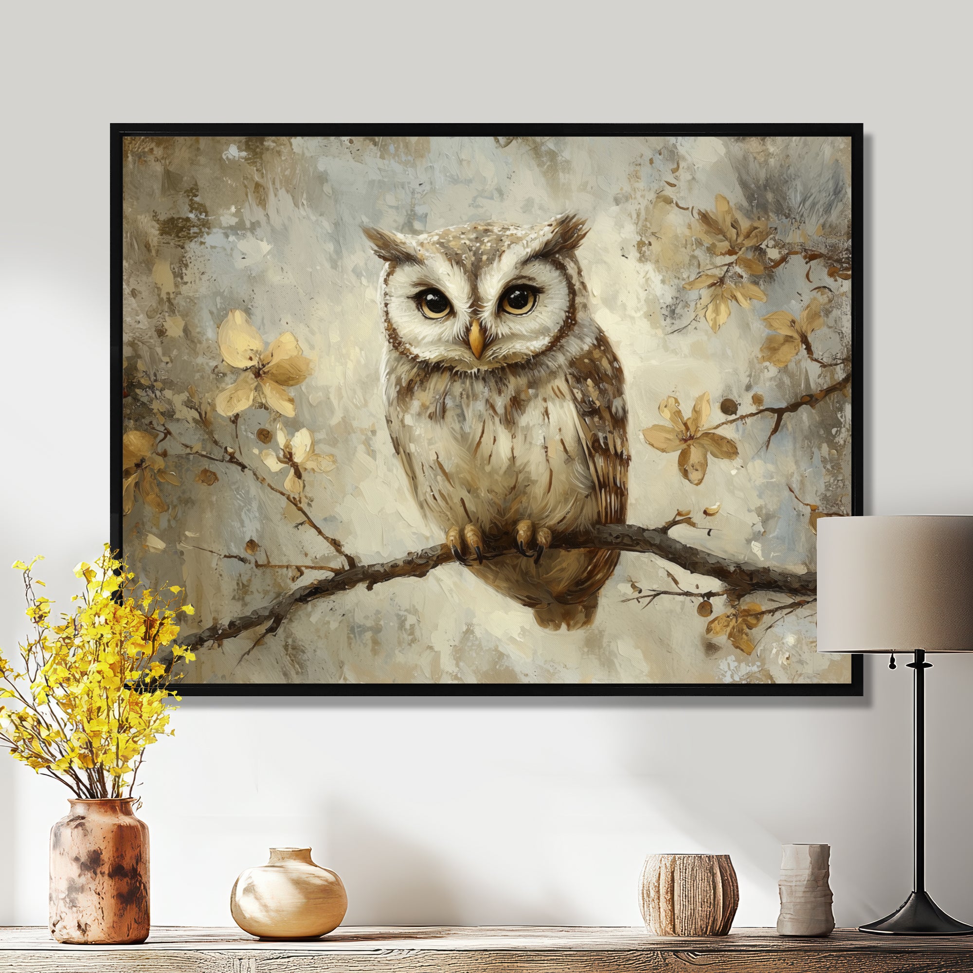 Gentle Owl In Winter - Owl Bedroom Wall Art