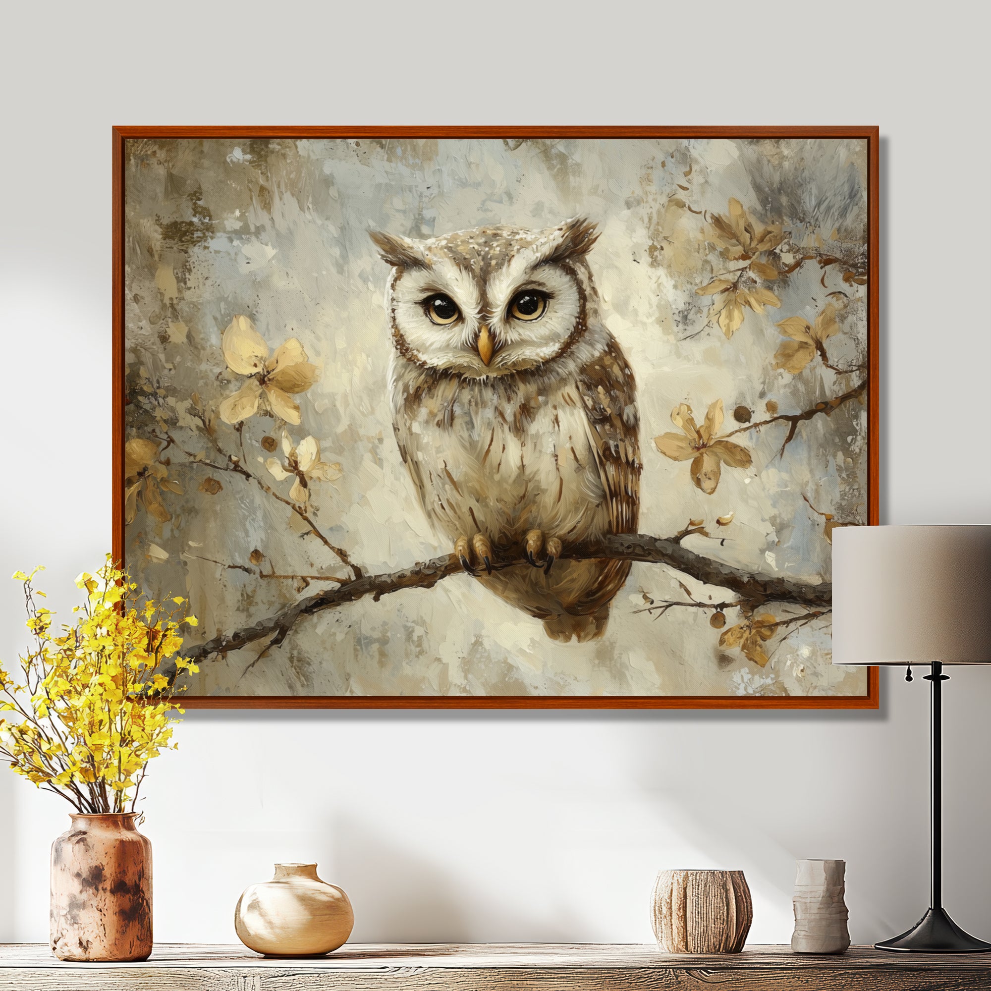 Gentle Owl In Winter - Owl Bedroom Wall Art