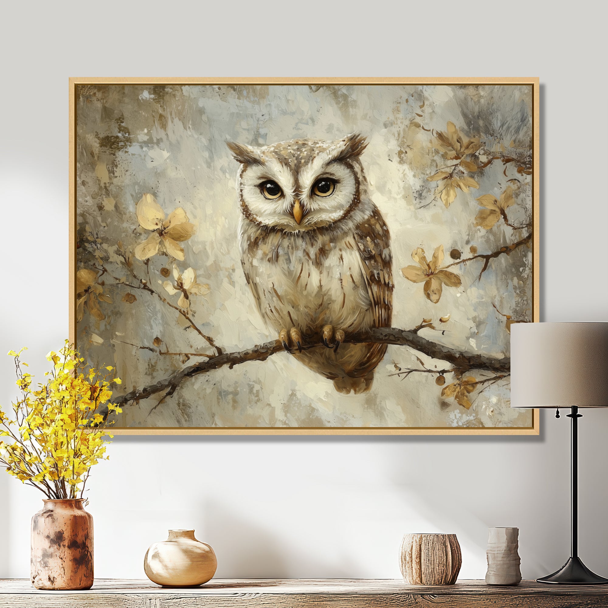 Gentle Owl In Winter - Owl Bedroom Wall Art
