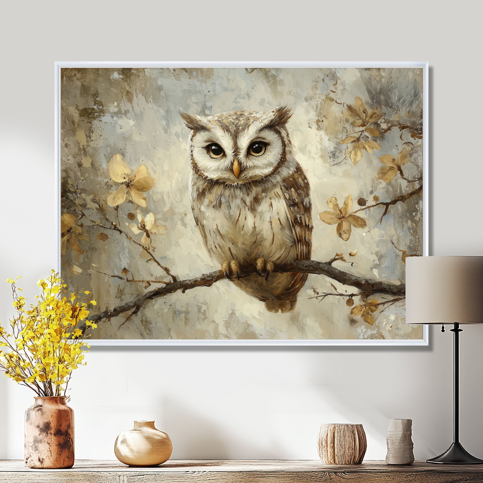 Gentle Owl In Winter - Owl Bedroom Wall Art