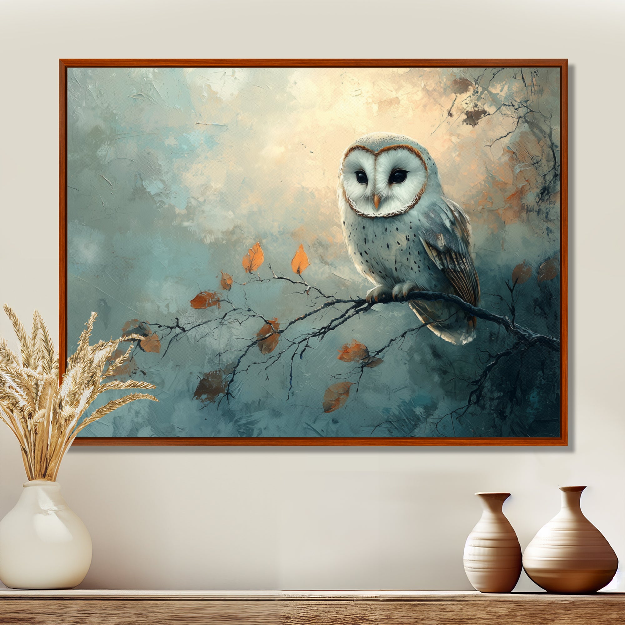 Gentle Owl At Night - Owl Canvas Wall Art